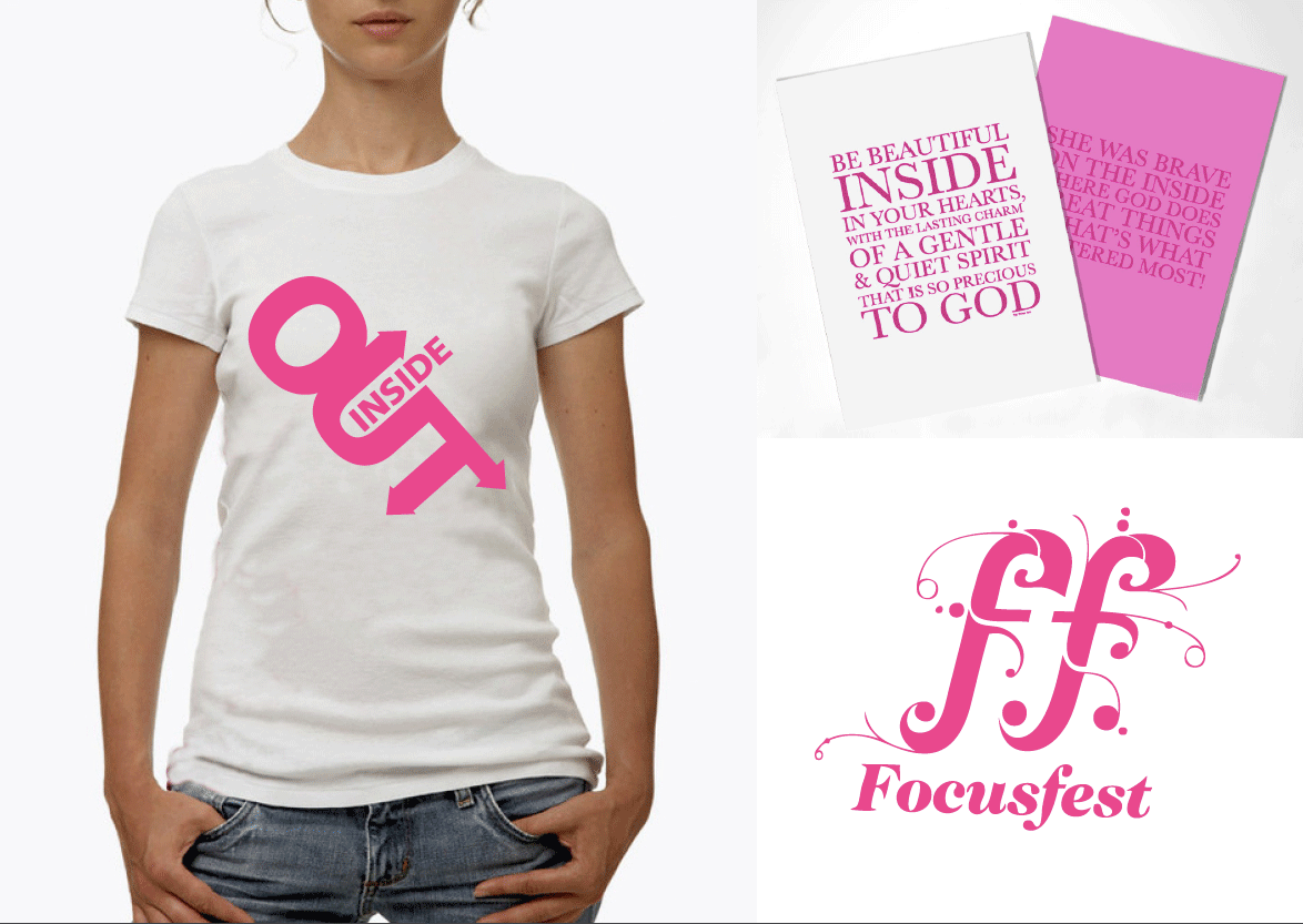 Focusfest 2010 'Inside Out' brand creation for T-shirts and event handbooks.