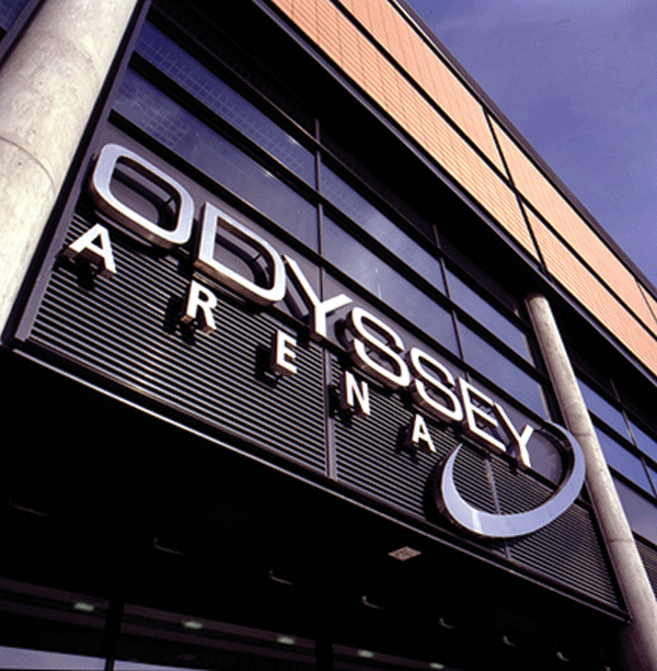 Odyssey Arena building signage